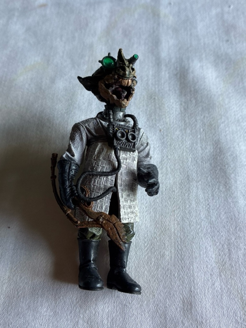 Steampunk Cat Action Figure Toy in Black, White and Green